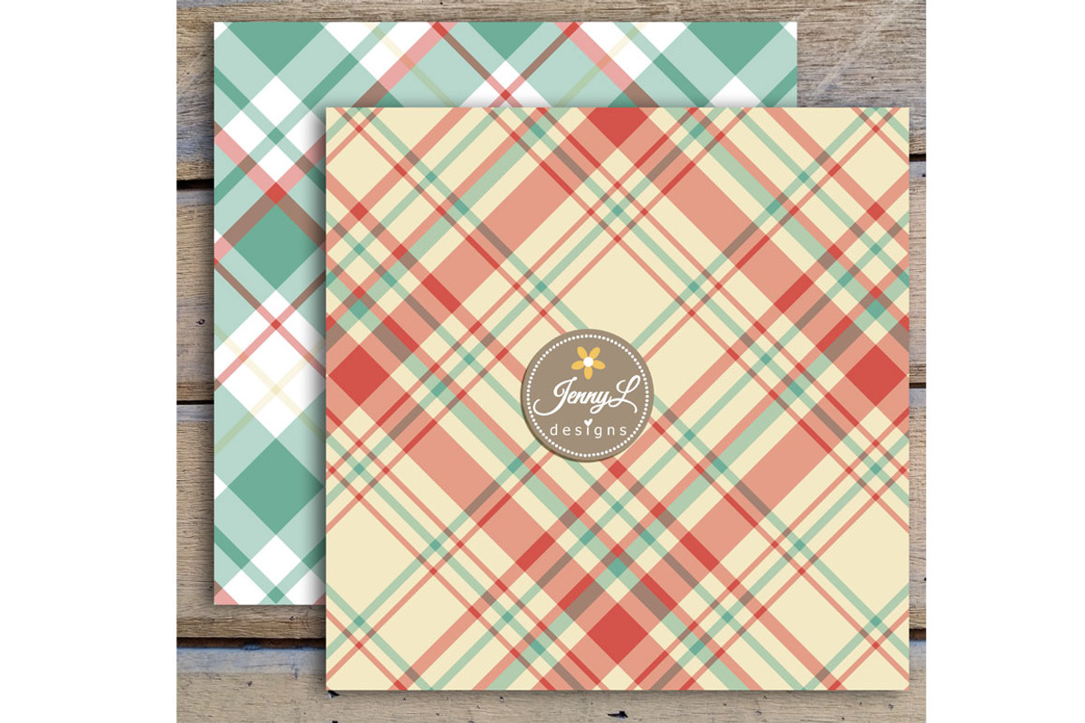 Retro Christmas Plaid Digital Papers, a Pattern Graphic by JennyL Designs (Photo 3 of 3)