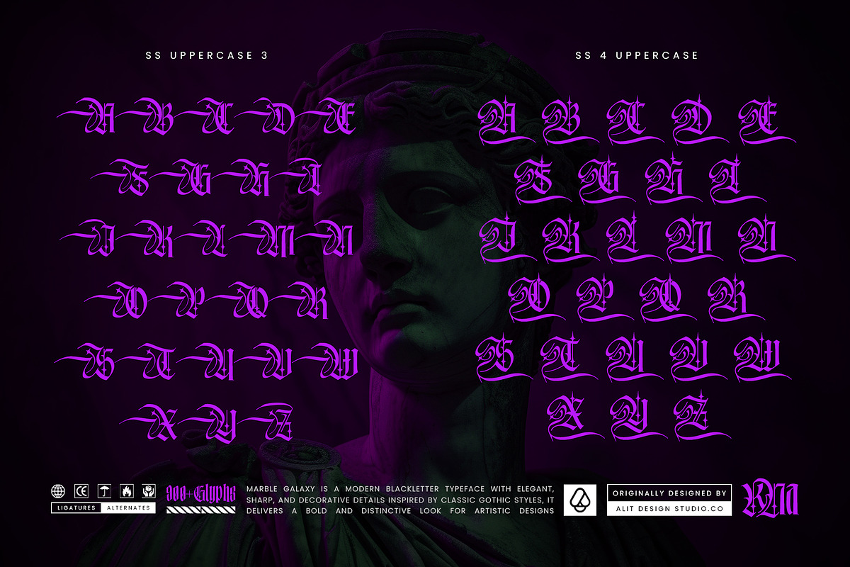 Marble Galaxy Typeface, a Blackletter Font by alit design (Photo 8 of 20)