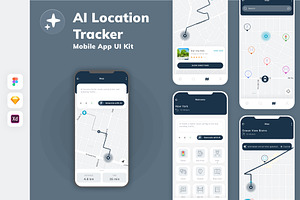 AI Location Tracker App UI Kit, an UI Kit Template by uicube
