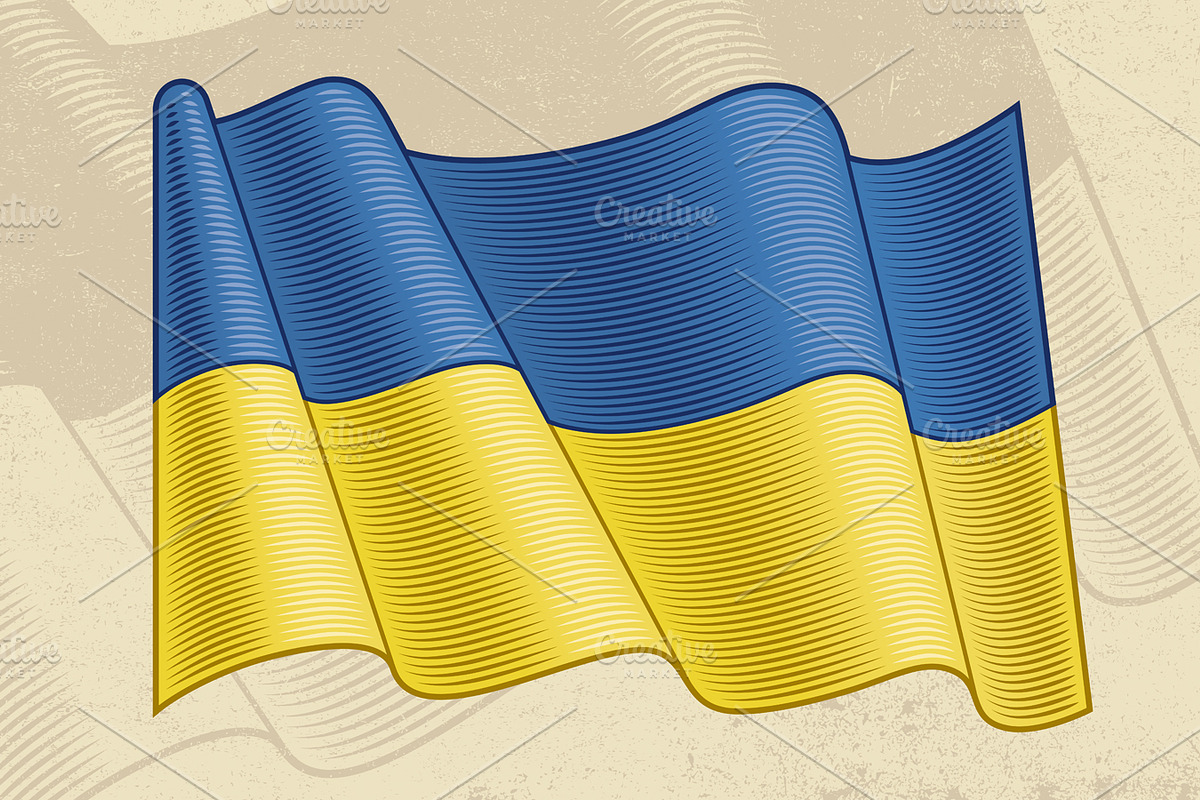 Vintage Flag Of Ukraine, an Object Illustration by Retro Graphics
