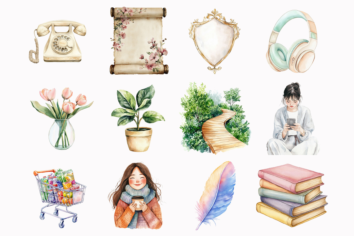 Watercolor Spring Wealth & Goals Cli, an Illustration by Design Market (Photo 4 of 5)