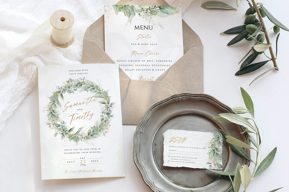 Eucalyptus Wedding Invite Suite, an Invitation Template by R Whitehurst Design (Photo 4 of 6)