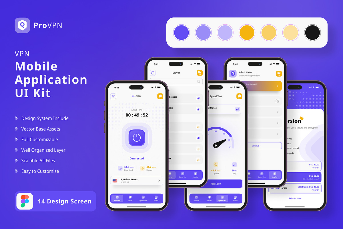 VPN App Mobile UI KIT, an App Template by UICreative (Photo 1 of 4)