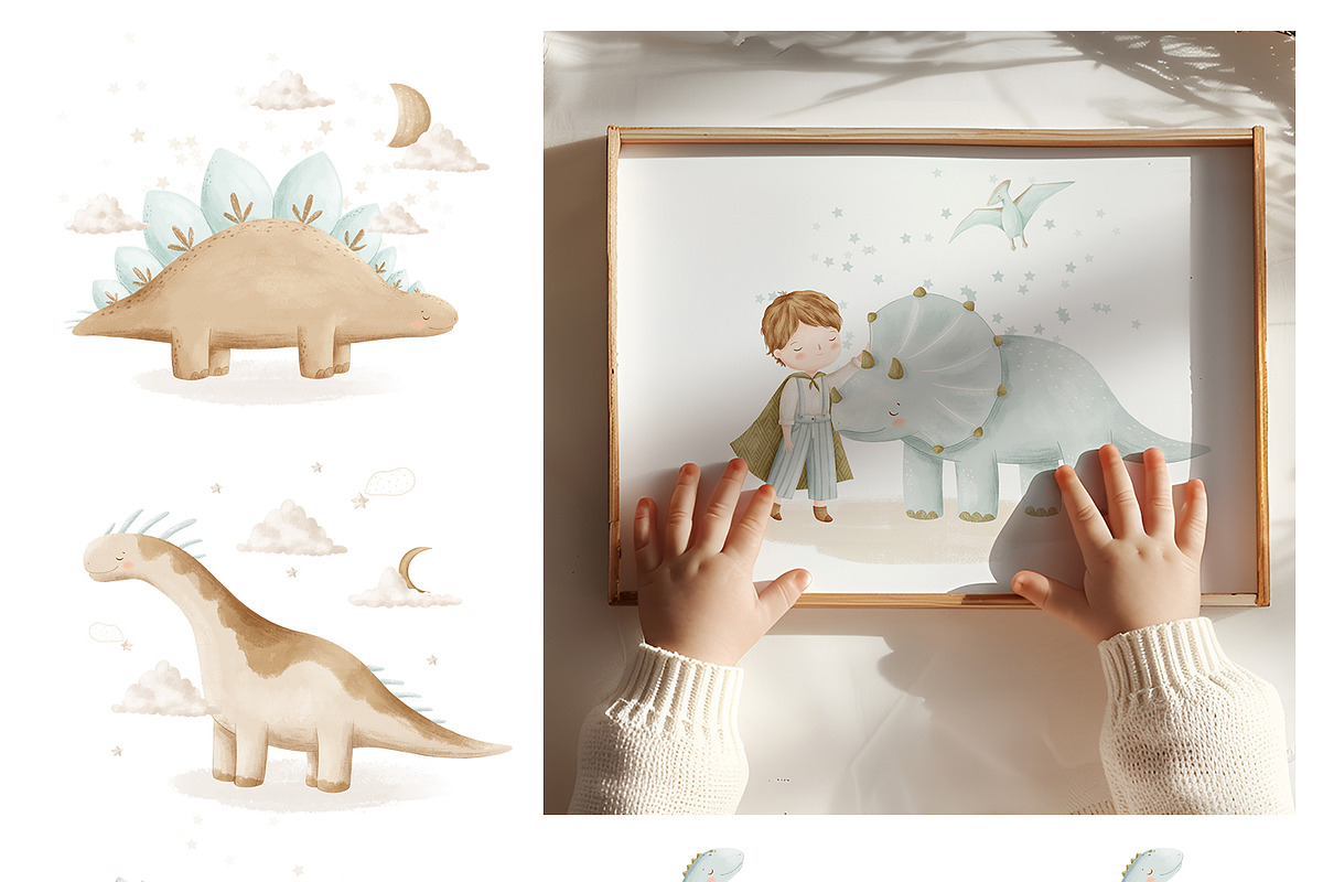 My friend Dinosaur - baby collection, a Decorative Illustration by polikarpovaart (Photo 8 of 18)