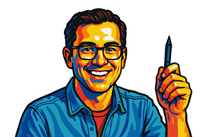 Happy Creative Professional Holding, a Person Illustration by AlexArt