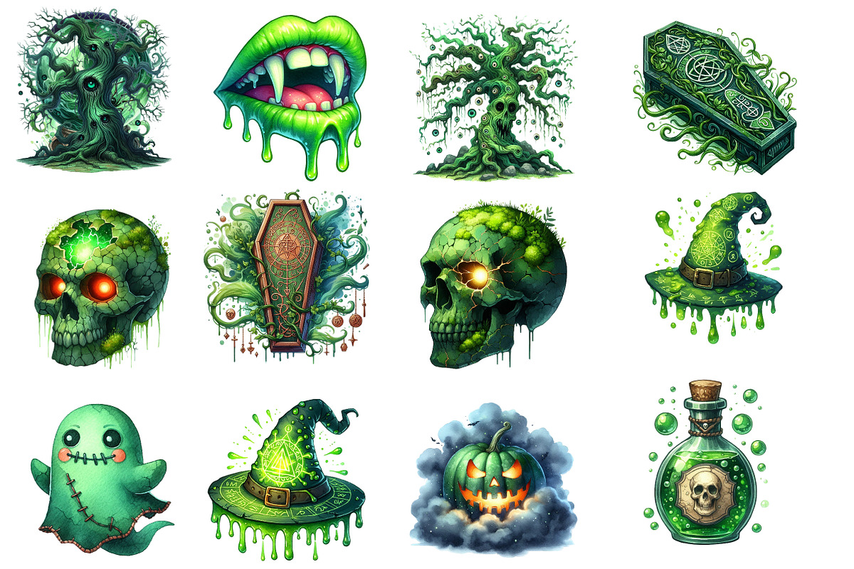 Green Halloween Clipart, an Illustration by SinaCreation (Photo 2 of 5)