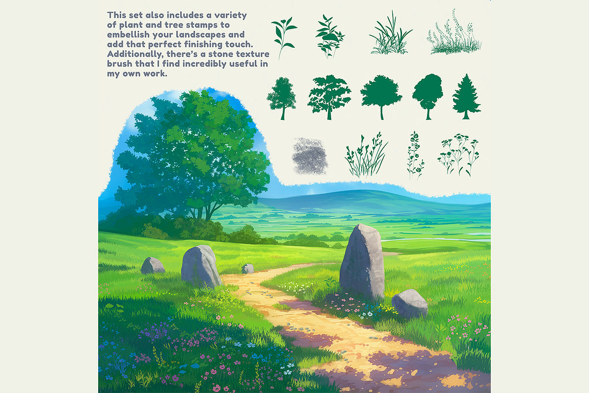 Ghibli Style Brushes for Procreate, a Brush Add-On by Disyukov (Photo 5 of 8)