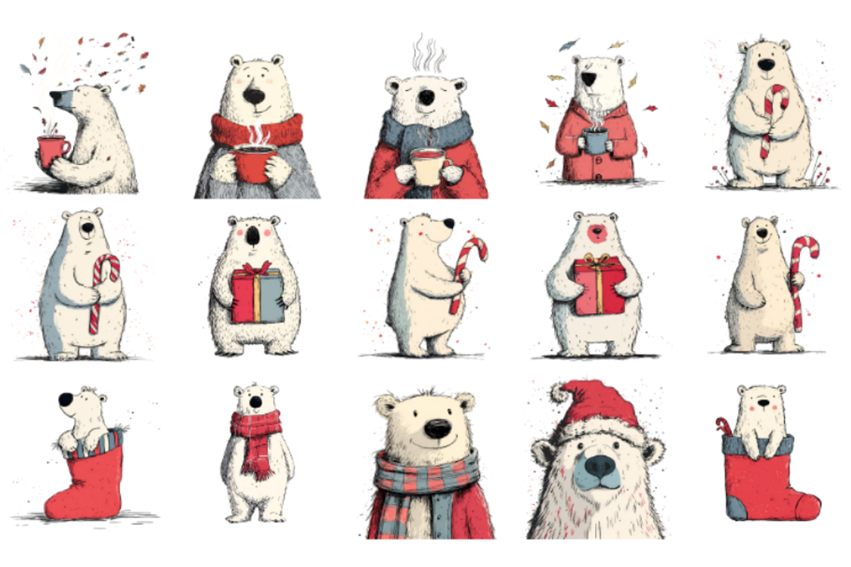 Cute Christmas Polar Bear Clipart, a Graphic by Markicha Art (Photo 2 of 4)