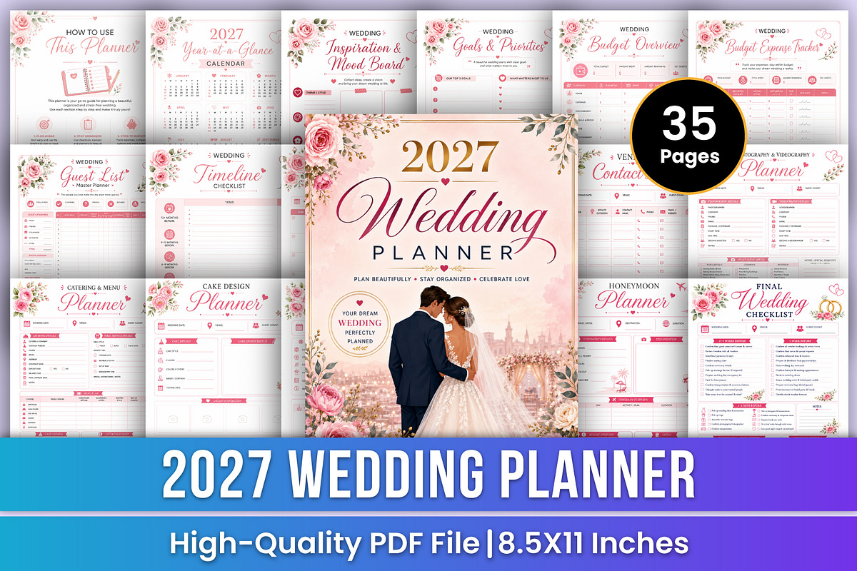 2027 Wedding Planner | Couple, a Stationery Template by Mustafiz (Photo 1 of 5)
