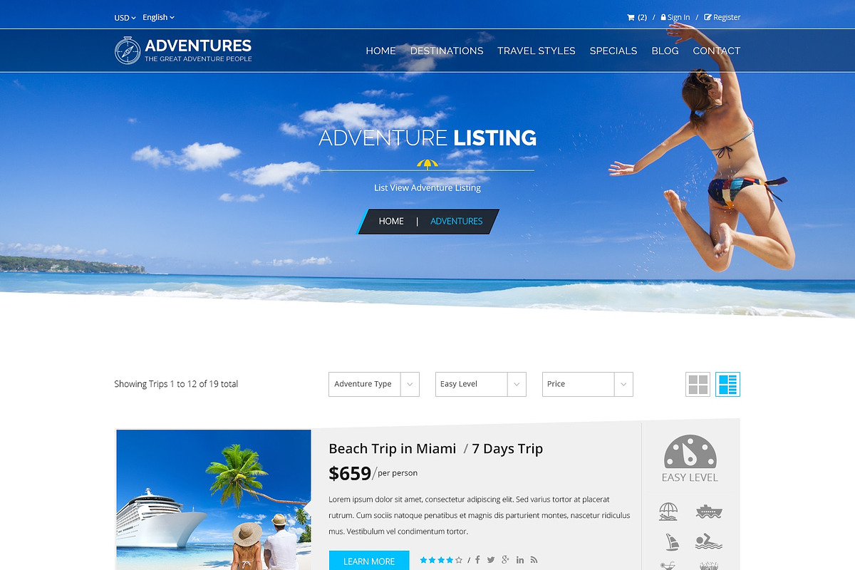 Adventures and Tour PSD Template, a Websites & App Template by ewises (Photo 7 of 15)