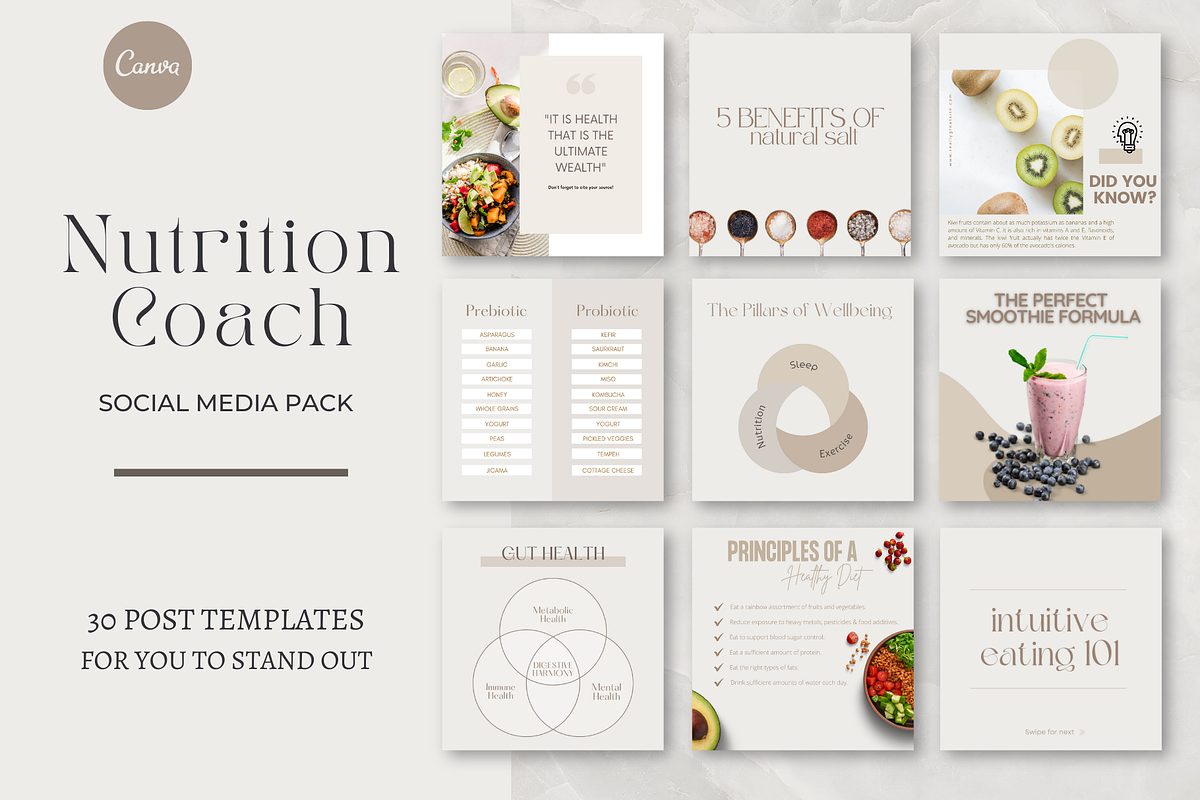Nutrition Coach Instagram Template, a Social Media Template by Thrive Nutrition Studio (Photo 1 of 7)