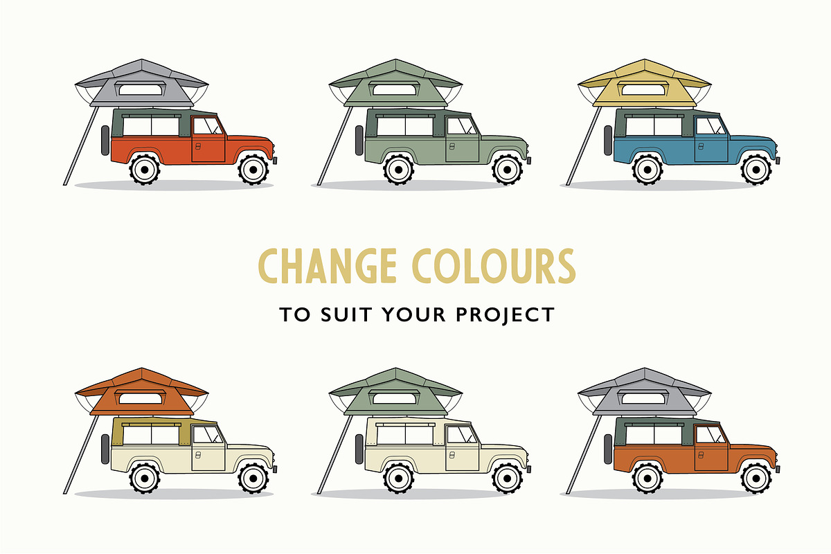 Vintage Land Rover with rooftop tent, a Transportation Illustration by the cabin supply co (Photo 2 of 3)