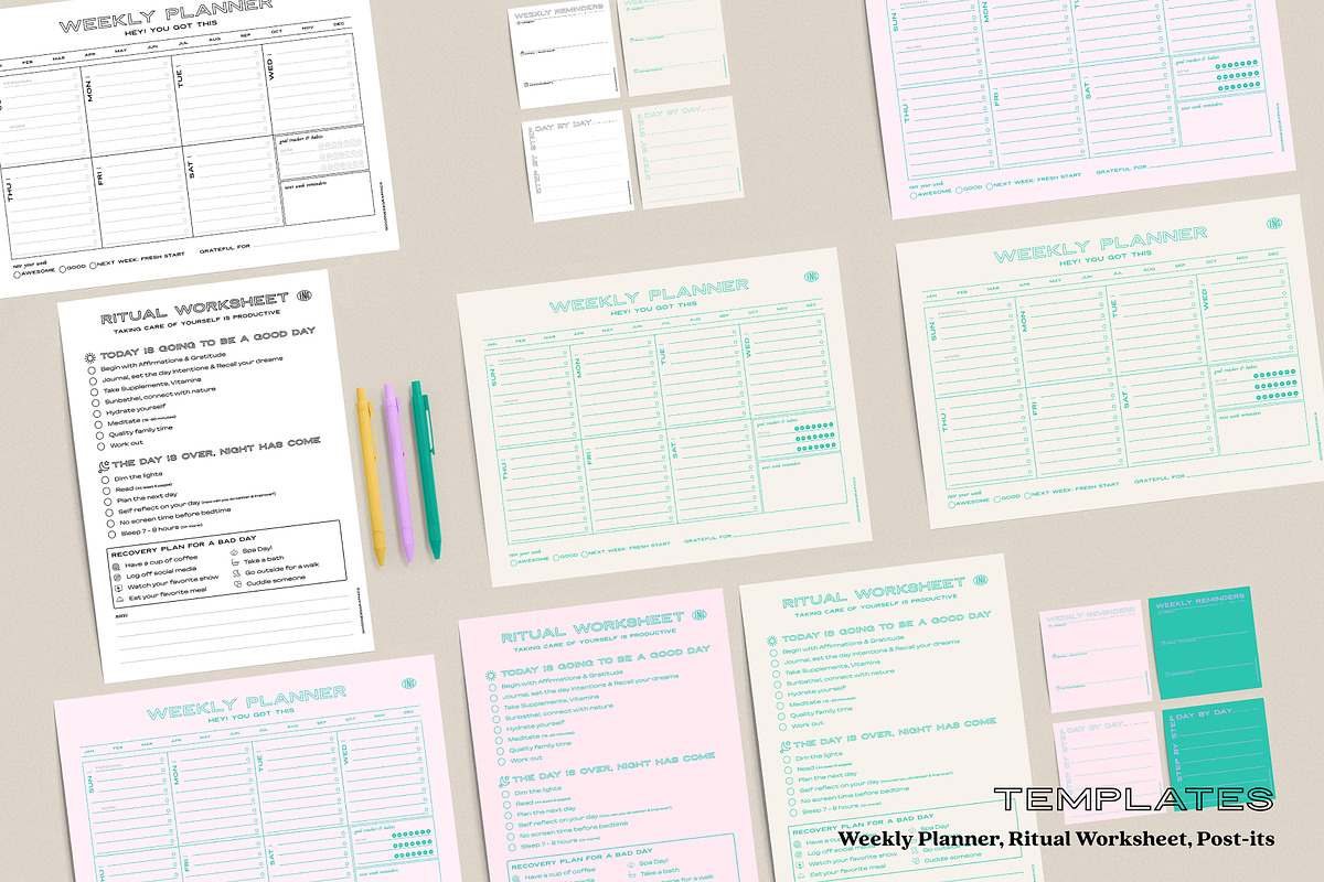 TIME MANAGEMENT_WEEKLY Planner Set, a Stationery Template by GoodNess Graphics (Photo 3 of 8)