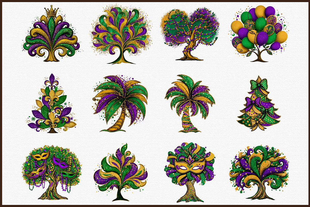 Mardi Gras Tree Clipart, an Illustration by Sublimation Artist (Photo 3 of 6)