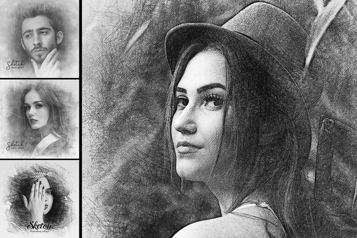 Pencil sketch photo effect, a Layer Style Add-On by Pixel Gallery (Photo 1 of 6)