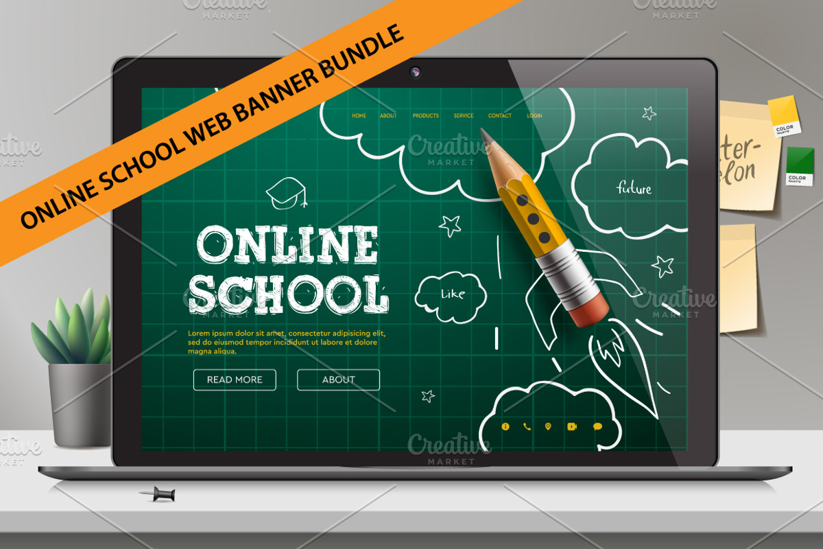 Online School Web Banners, an Education Illustration by PREMIUMVECTOR (Photo 1 of 6)