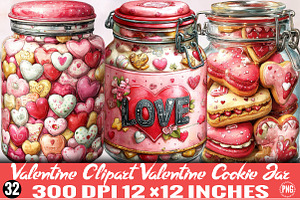 Valentine Clipart Cookie Jar, an Illustration by SVGArt