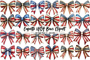 Coquette USA Bows Clipart, an Illustration by Libby Wishes