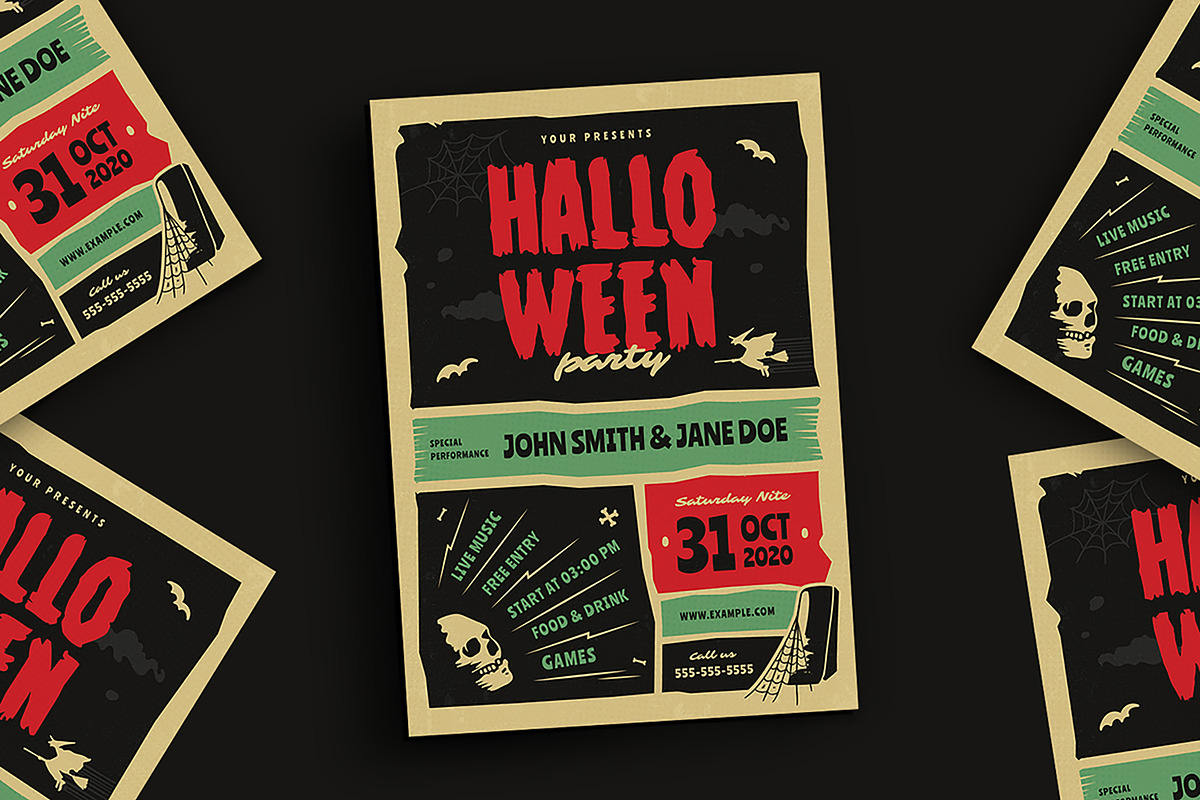 Retro Halloween Party Flyer, a Flyer Template by VectorVactory (Photo 1 of 3)