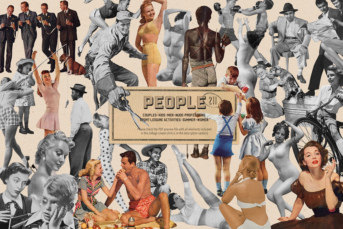 Vintage Collage Creator 1170+ Assets, an Object Graphic by Veris Studio (Photo 4 of 56)