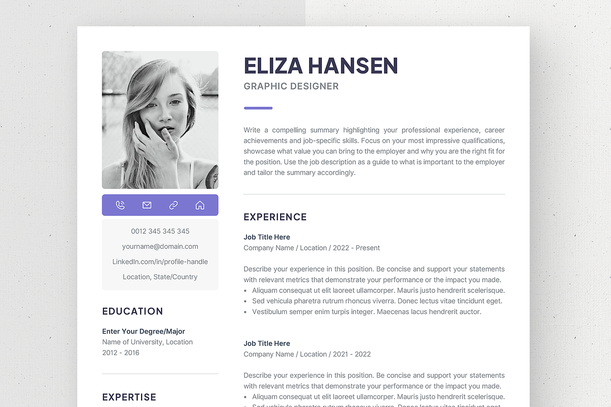 Resume Template with Photo - Eliza, a Resume Template by Olympia Resume (Photo 1 of 6)
