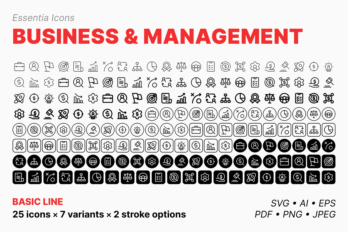 Business & management icons (Line), an Outline Icon by Totto House (Photo 2 of 3)