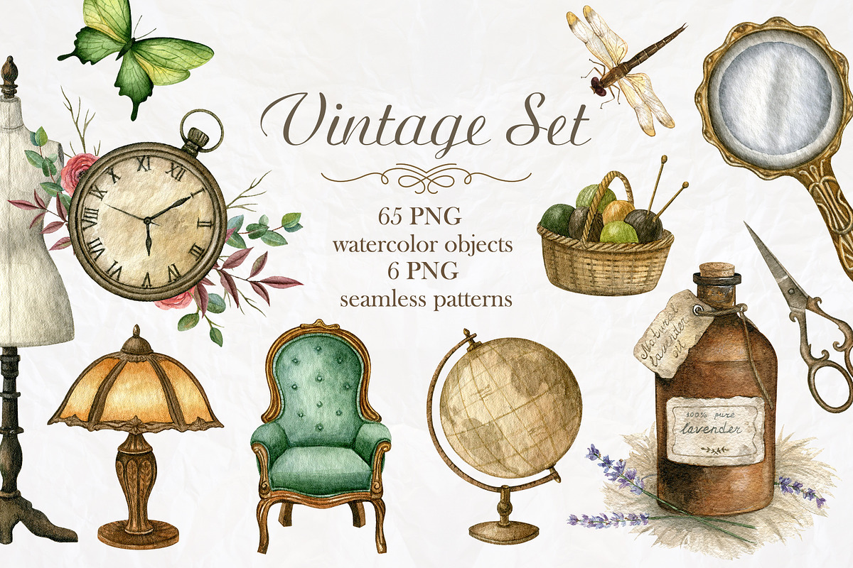 Vintage watercolor set, a Decorative Illustration by Nastilustra (Photo 1 of 10)
