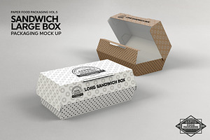 Large Sandwich Box Packaging Mockup