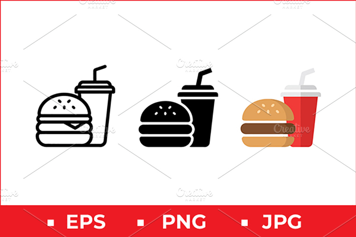 Burger & Drink Vector Design, a Solid Icon by Artonix (Photo 1 of 2)