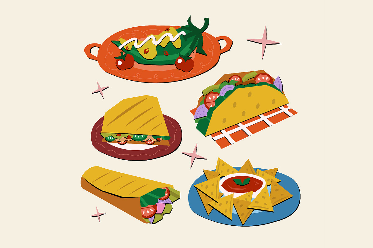 Mexican Food Asset Illustration, a Food Illustration by graphicook