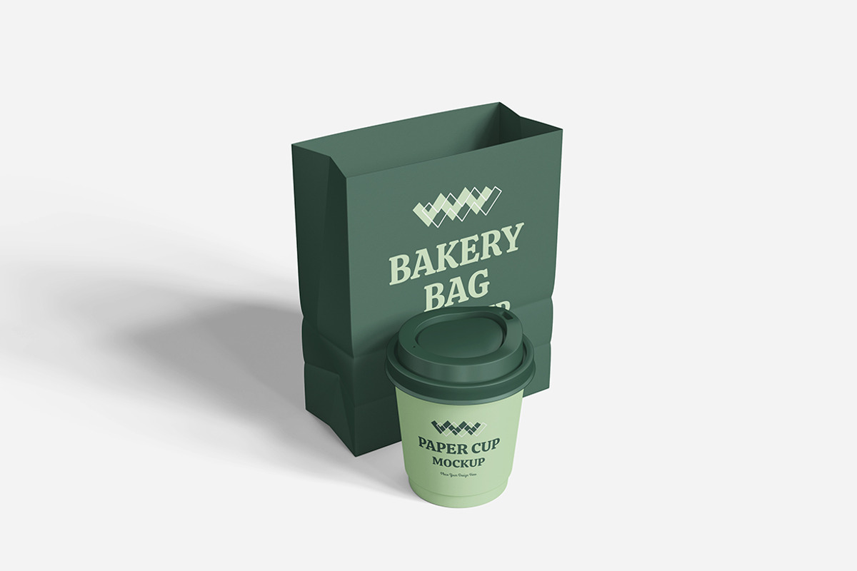 Paper Cup Bakery Bag Mockup, an Advertising Mockup by Indah (Photo 6 of 6)