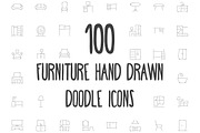 100 Furniture Hand Drawn Doodle Icon, an Outline Icon by Creative Stall (Thumbnail 1 of 3)
