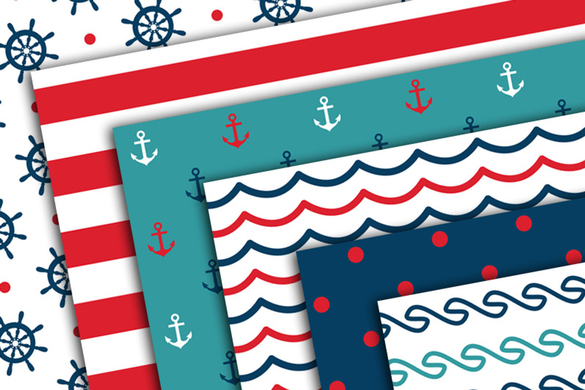 Nautical Navy Digital Paper, a Pattern Graphic by AzmariDigitals (Photo 3 of 3)