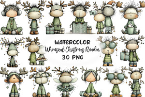 Whimsical Christmas Reindeer Clipart, an Illustration by CraftArtStudio