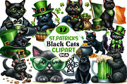 St. Patrick's Black Cats Clipart Bun, an Illustration by DreamCafeArt (Thumbnail 1 of 4)