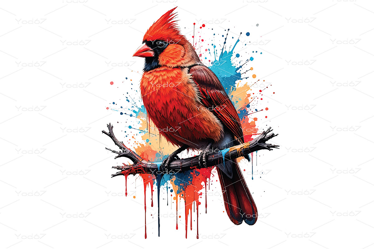 Vector of Northern Cardinal painting, an Animal Illustration by yod67