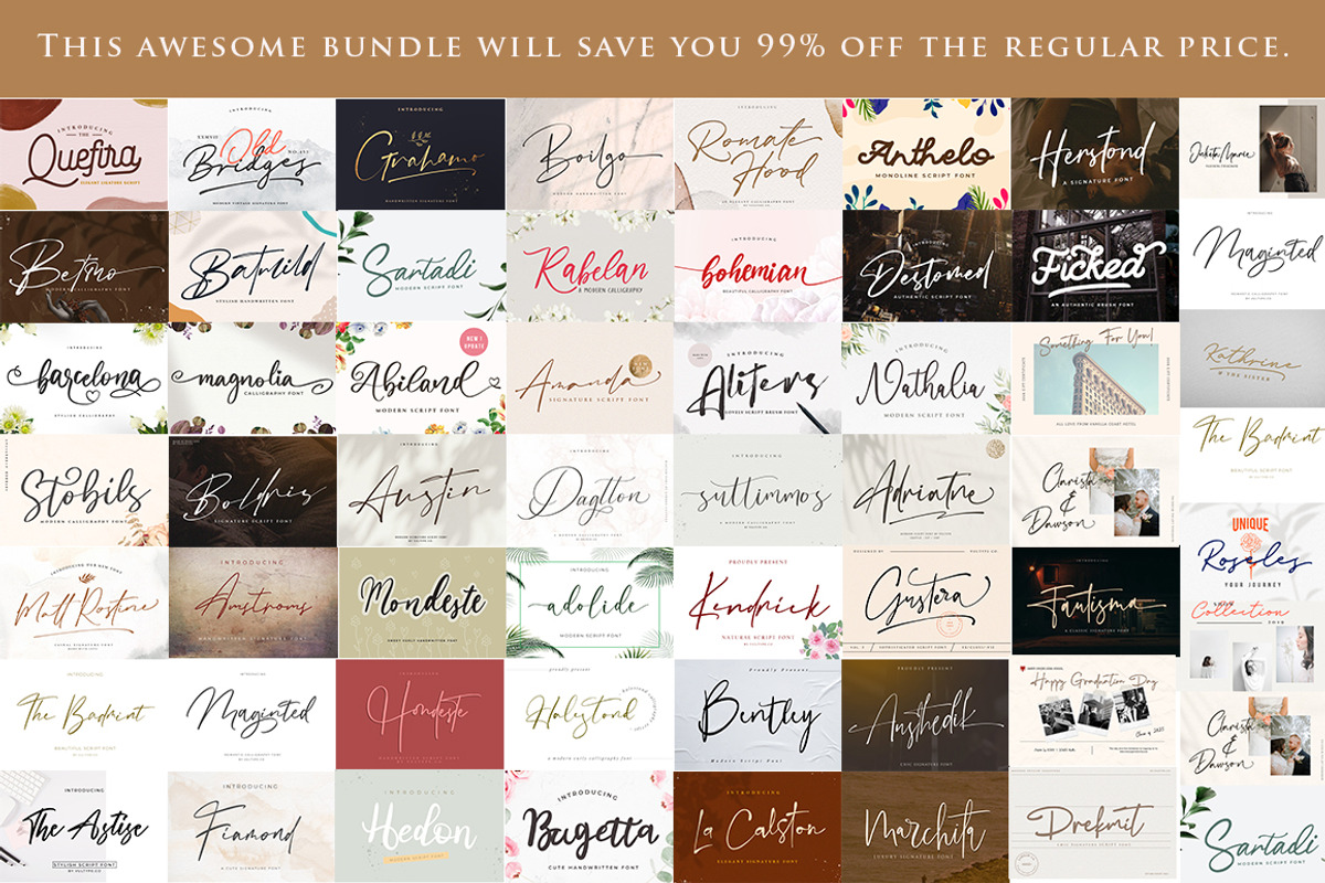 Best 45+ Calligraphy Font Bundle, a Script Font by Vultype Co. (Photo 2 of 13)