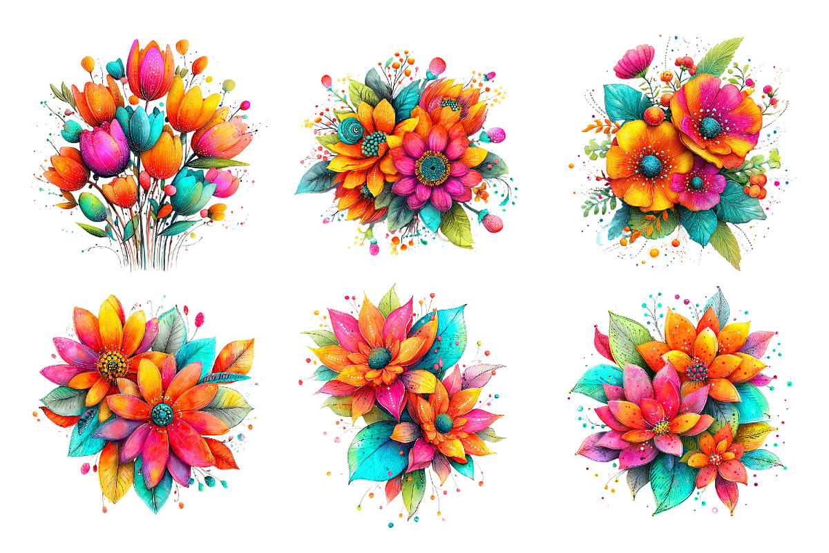 Whimsical spring daffodil flowers, an Illustration by SinaCreation (Photo 3 of 11)