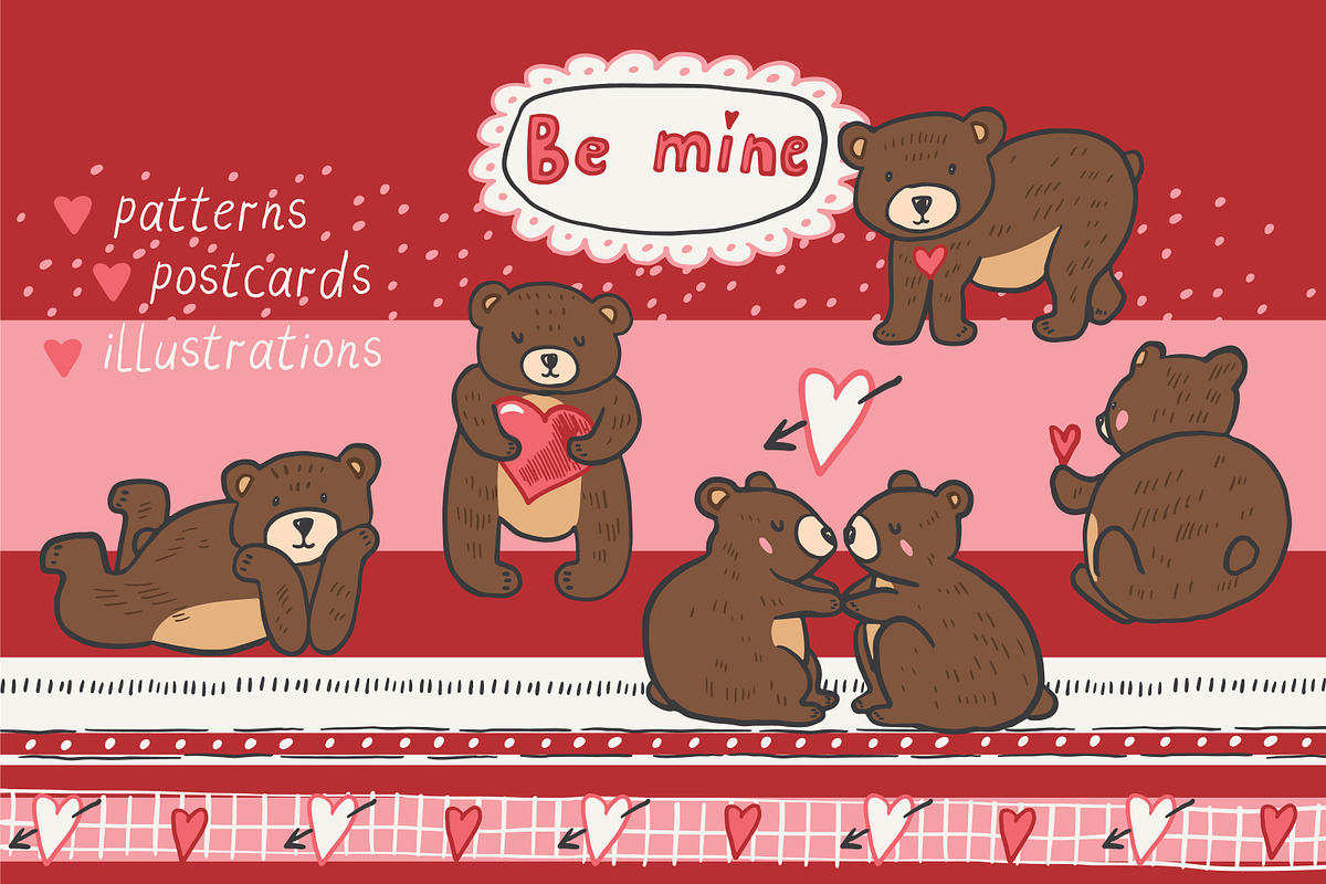 Be mine Teddy Bear Valentine, a Pattern Graphic by GooseFrol (Photo 1 of 9)