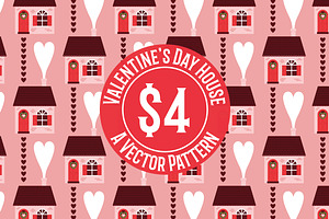 Valentine's Day House Vector Pattern
