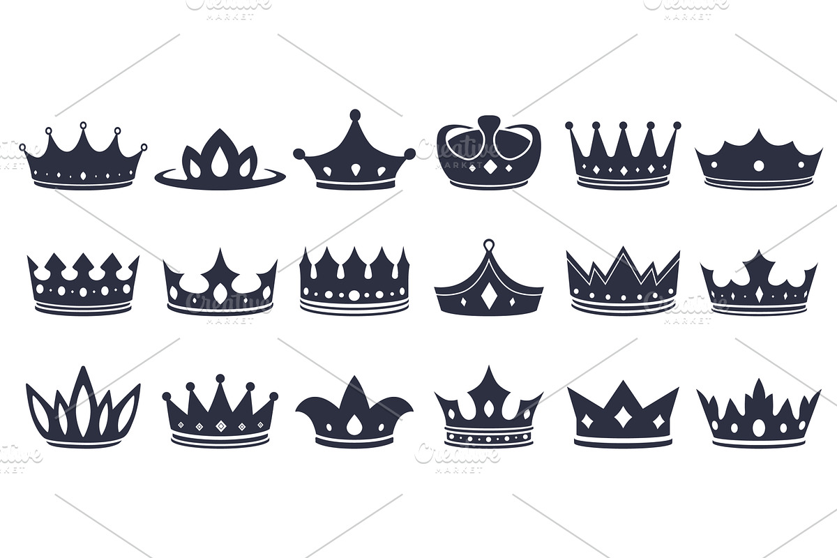 Crown black icons. Crowns, diadems, an Illustration by Valerie Bodnar