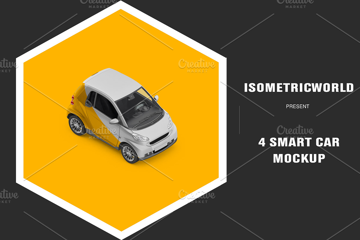 Isometric Smart Car Mock-up, a Mockup by IsometricWorld (Photo 1 of 6)