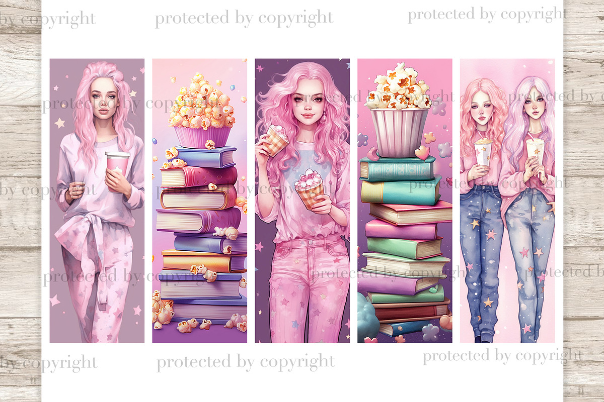 Pajama Weekend Bookmarks | Printable, a Person Illustration by GlamArtZhanna (Photo 2 of 3)