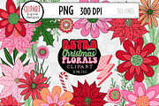 Retro Christmas Flowers Clipart, a Seasonal Illustration by SLS Lines (Thumbnail 1 of 6)