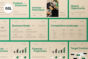 Green Cream Pitch Deck Google Slide, a Presentation Template by graphicook