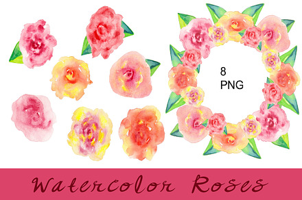 Watercolor Roses Clip Art