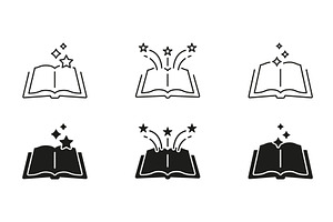 Open Book With Stars Icons, an Education Illustration by Gentle Studio