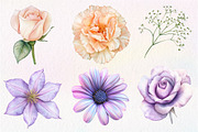 Watercolor Pastel Flowers Clipart, an Illustration by Dream Creation (Thumbnail 7 of 7)