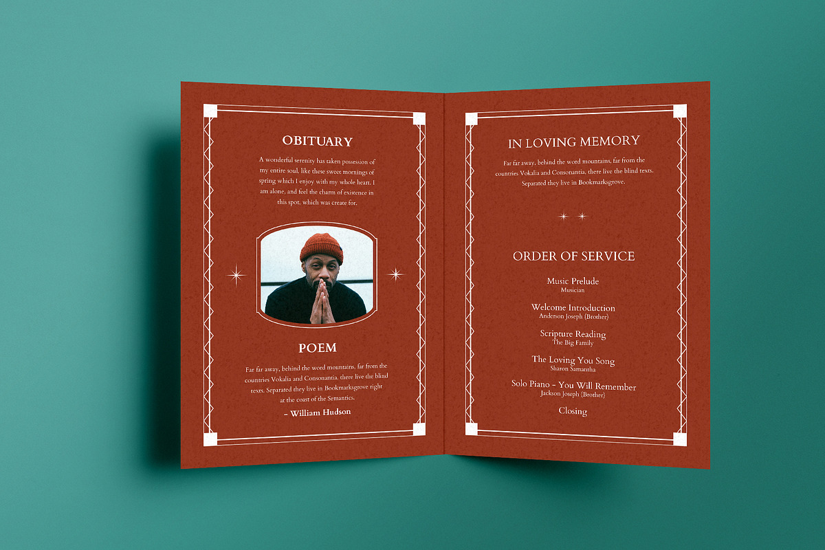 Minimal Framed Funeral Program, a Brochure Template by Neermana (Photo 3 of 3)