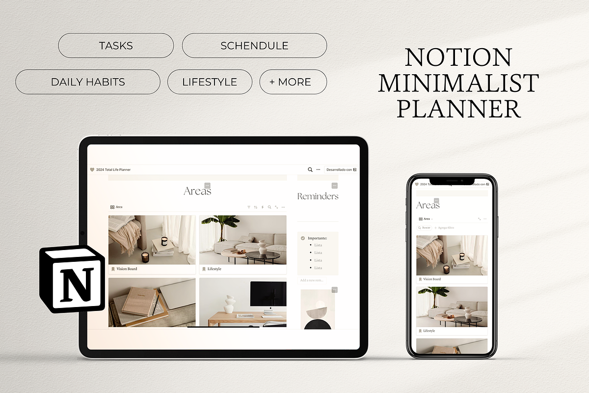 Notion Minimalist Planner, a Presentation Template by Maga Studio (Photo 1 of 3)
